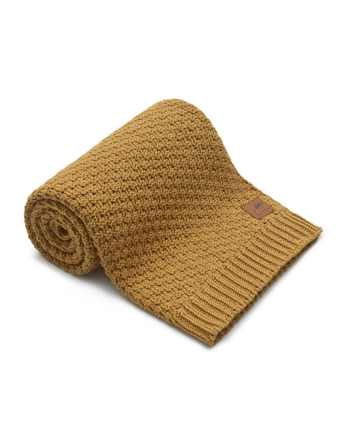 Kocyk tkany - musztardowy